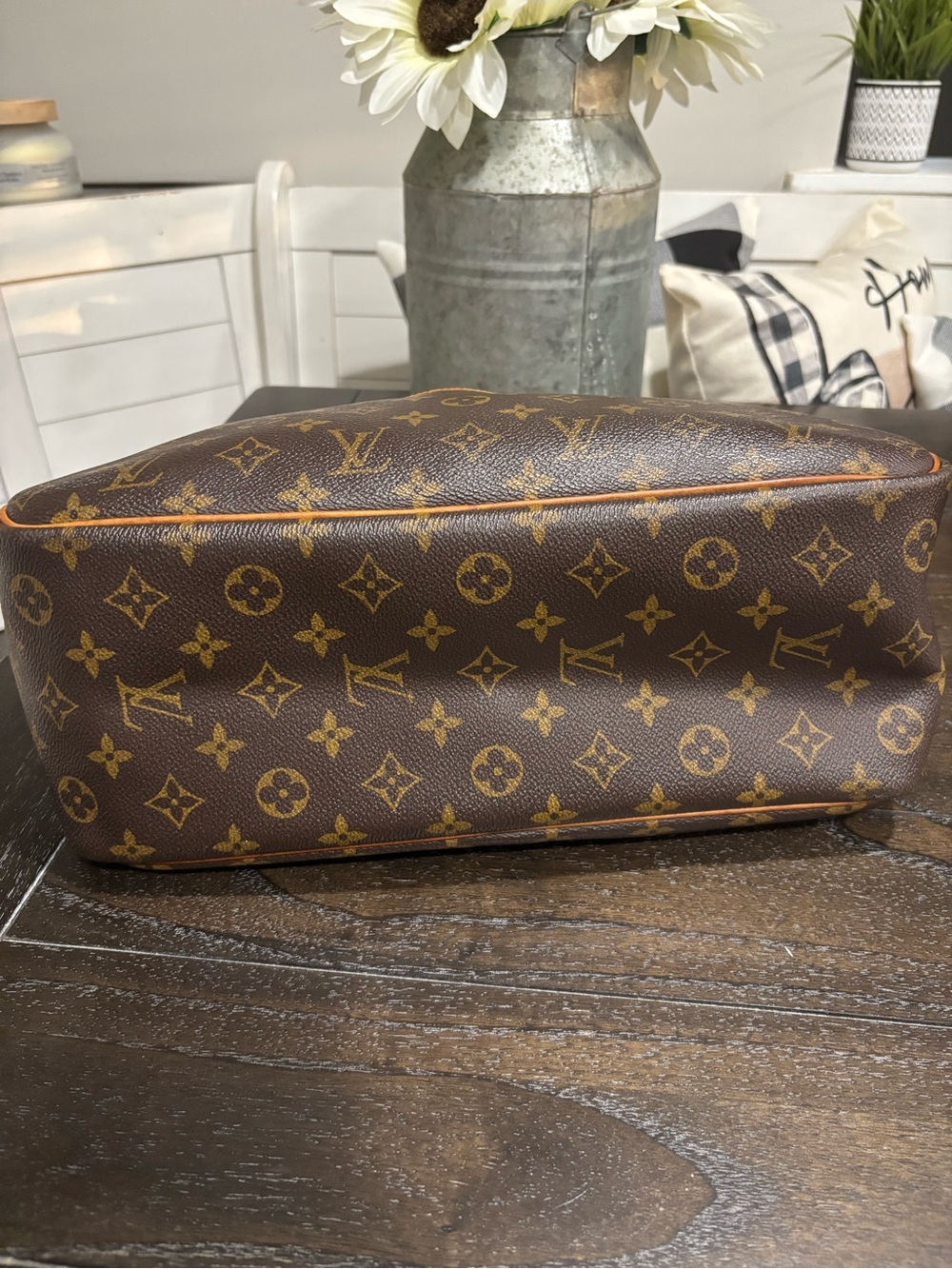 Louis Vuitton Brown Monogram Canvas Satchel with Tan Leather Trim - Picture 9 of 9